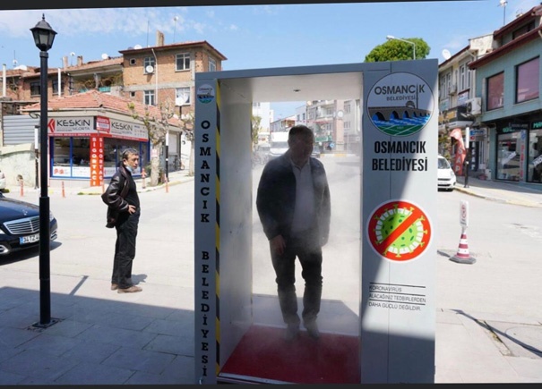 Dezenfektan tüneline yoğun ilgi