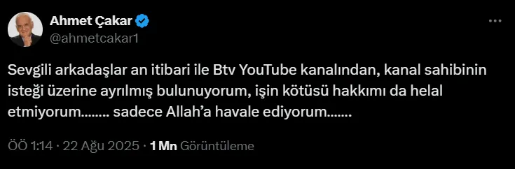 Ahmet Çakar Tweet