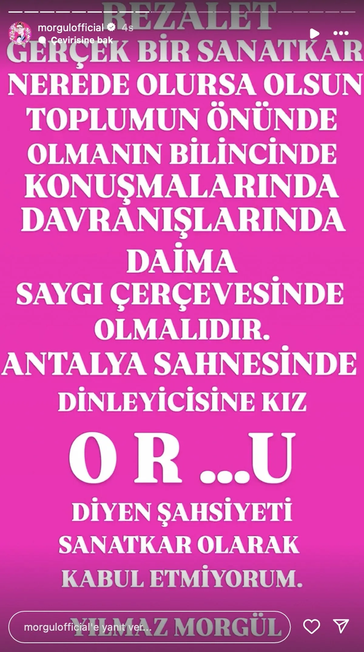 Yılmaz Morgül Tepki