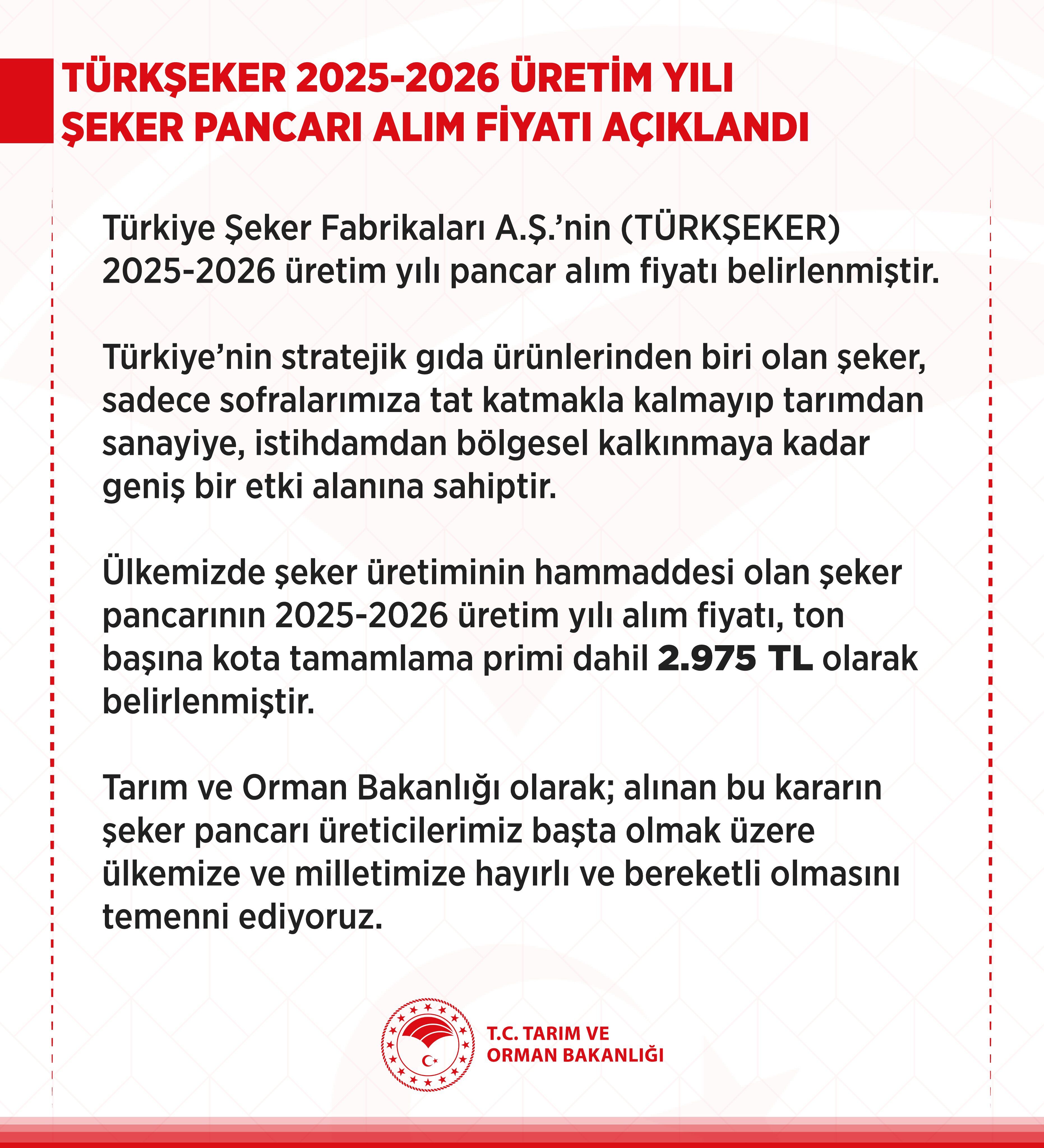 2025 2026 Şeker Pancarı Alım Fiyatı Belli Oldu