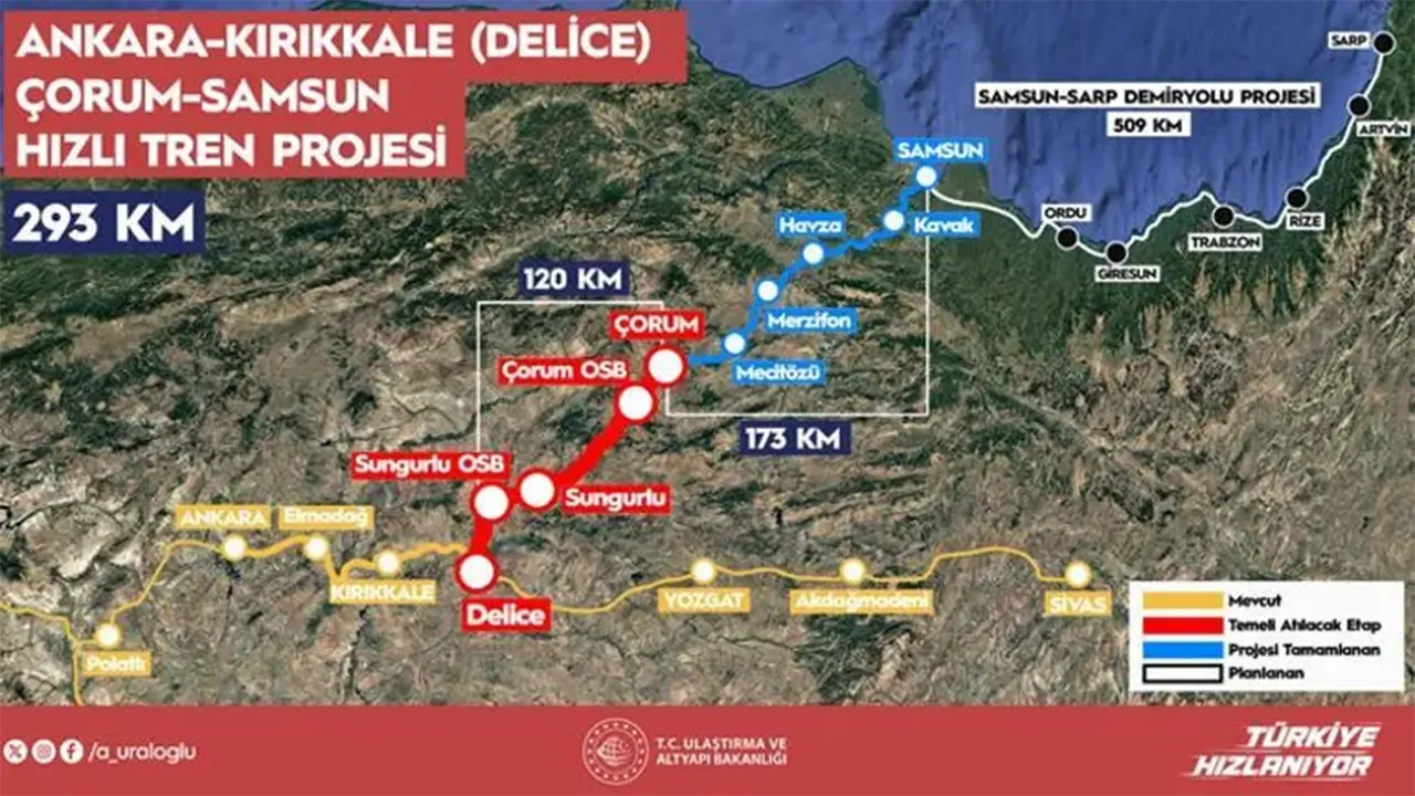 Çorum Ilk Demiryolu Bağlantısına Kavuşuyor Delice Çorum Etabında Çalışmalar 724 Sürüyor 3-1