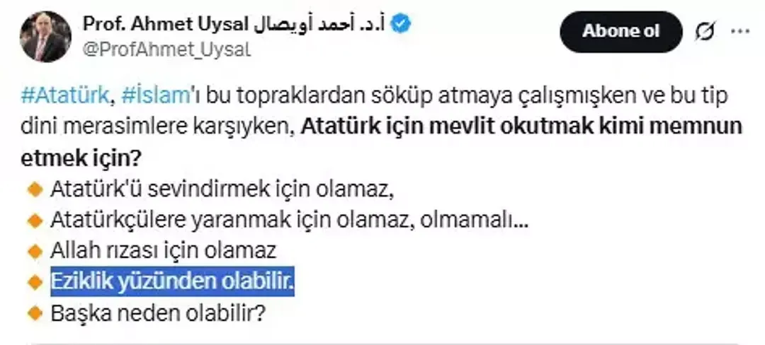 Prof. Dr. Ahmet Uysal’ın Atatürk Paylaşımı Tepki Çekti Üniversiteden Açıklama Bekleniyor 2