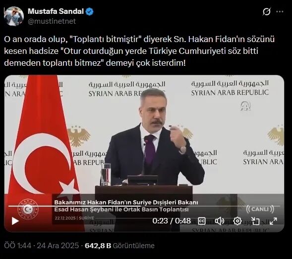 Mustafa Sandal’dan Hakan Fidan Yorumu Paylaşım Rekor Kırdı 2
