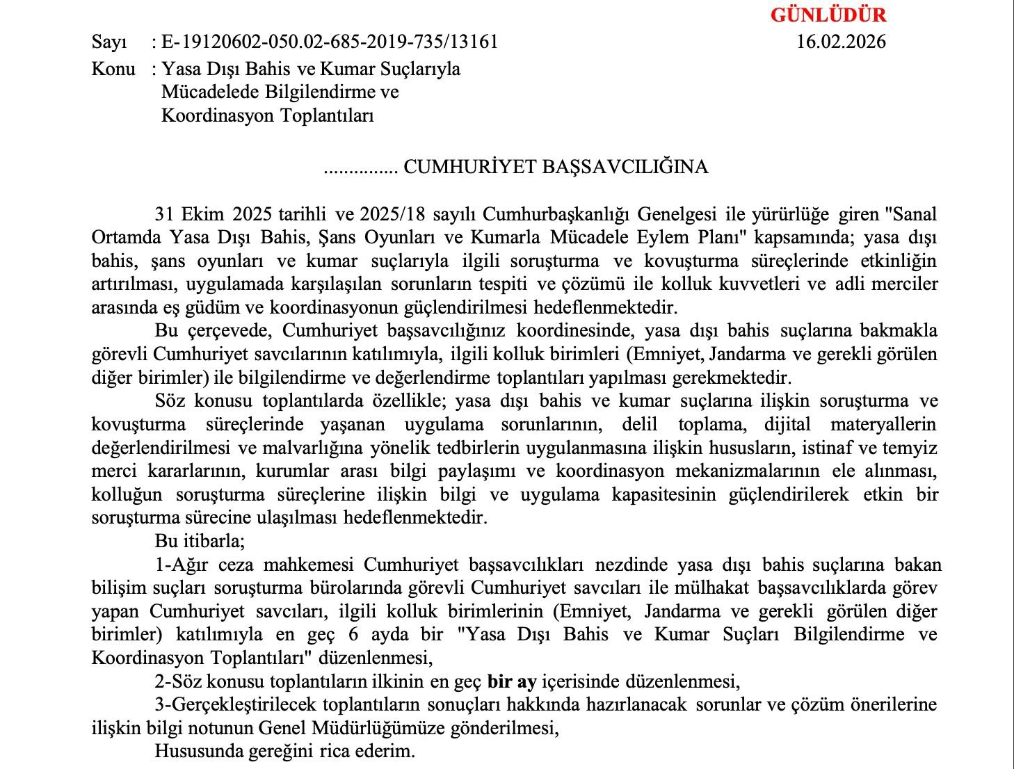 Adalet Bakanlığı Talimat
