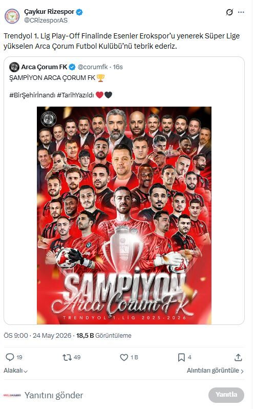 Rize Tebrik Çorum Fk